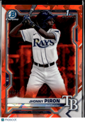 Jhonny Piron 2021 Bowman Chrome Orange Sapphire Refractor /75 Tampa Bay Rays