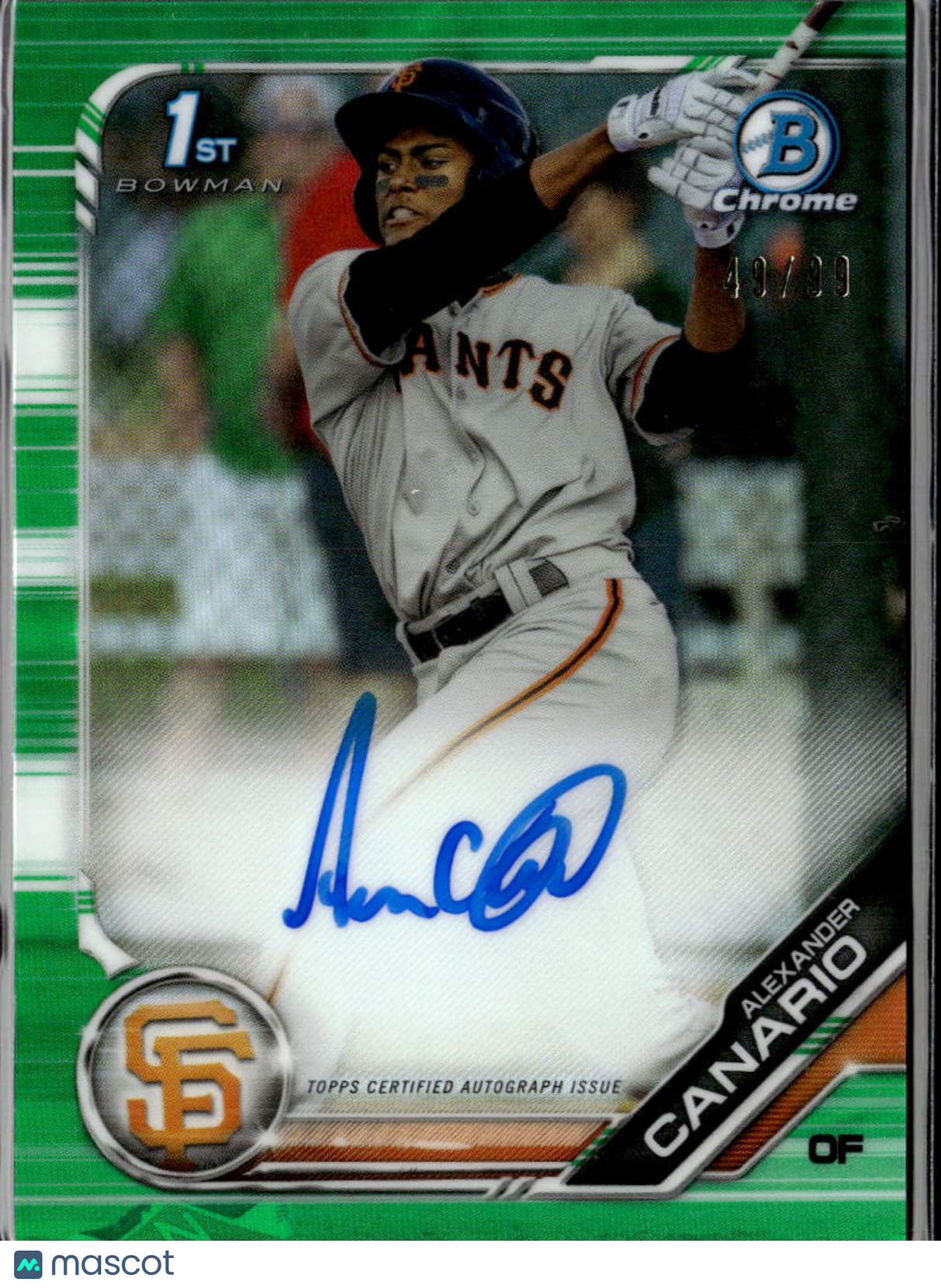 Alexander Canario 2019 Bowman Chrome 1st Auto Autograph /99 San Francisco Giants