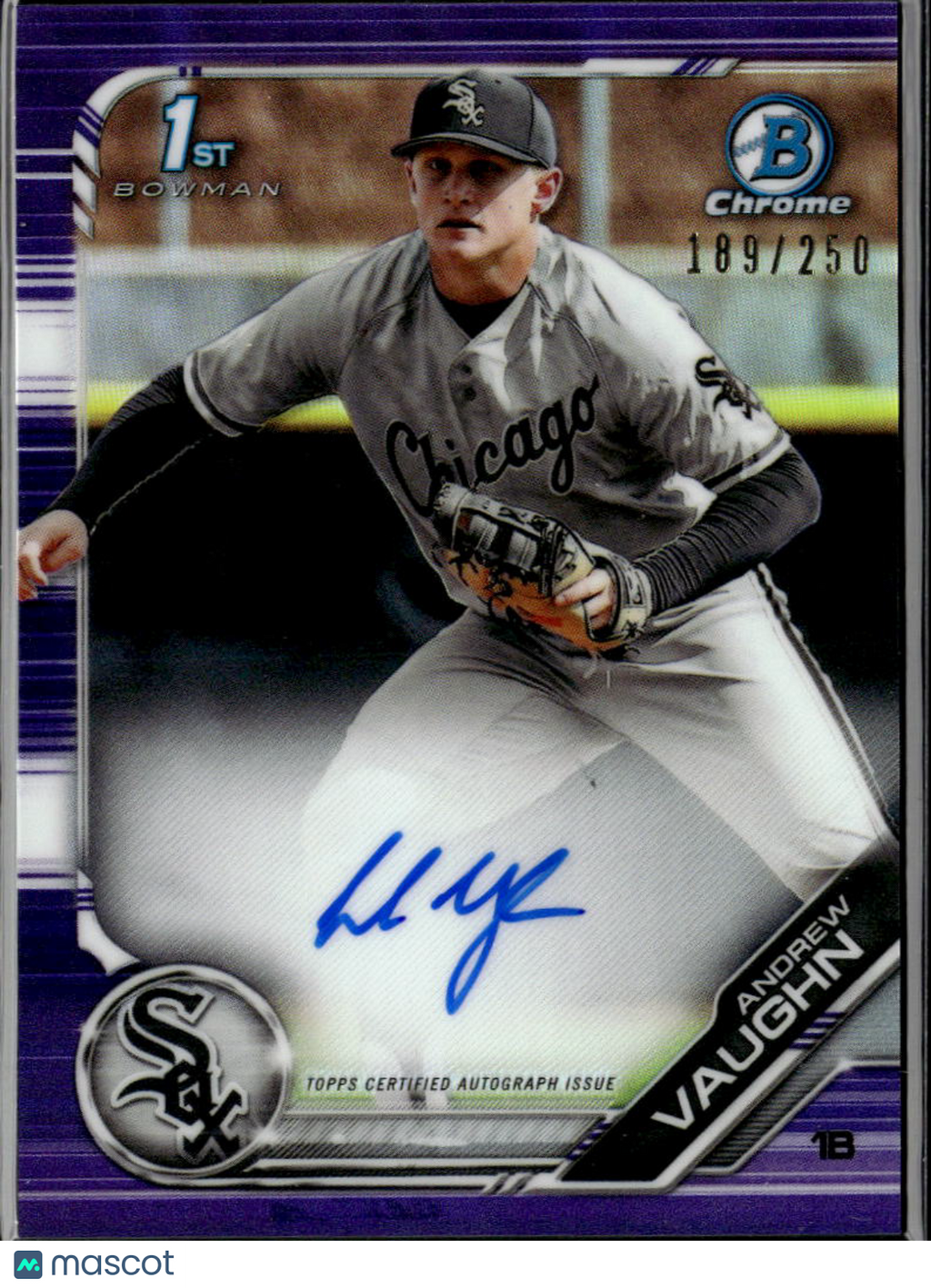 Andrew Vaughn 2019 Bowman Chrome 1st Auto Autograph RC 189/250 White Sox