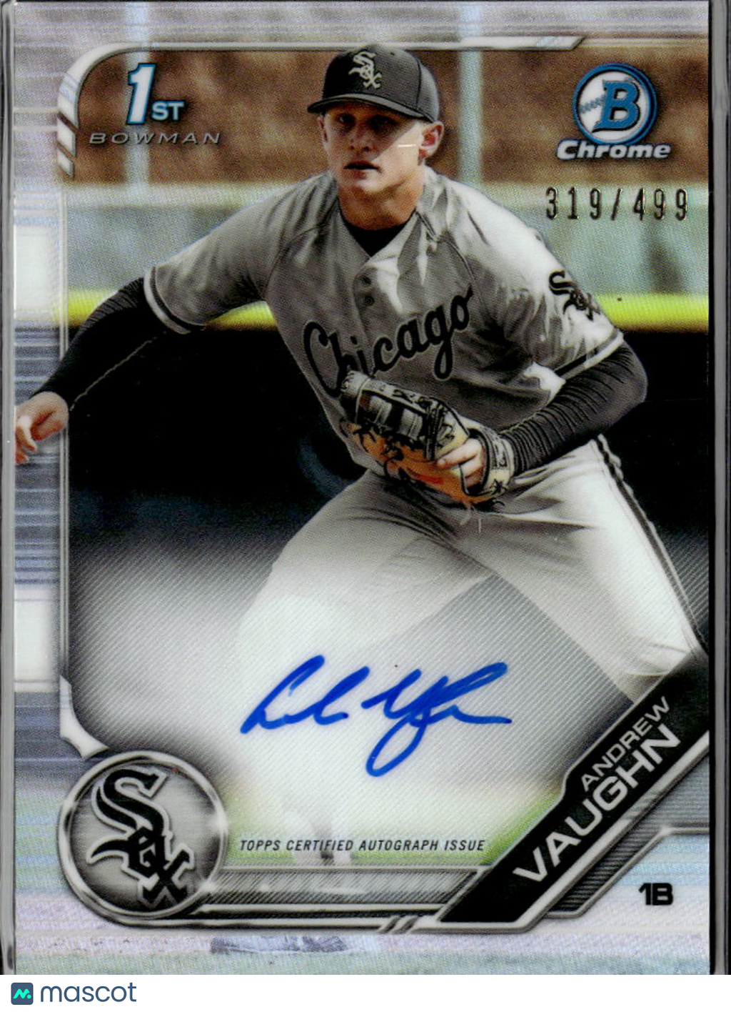 Andrew Vaughn 2019 Bowman Chrome 1st Auto Autograph RC 319/499 White Sox