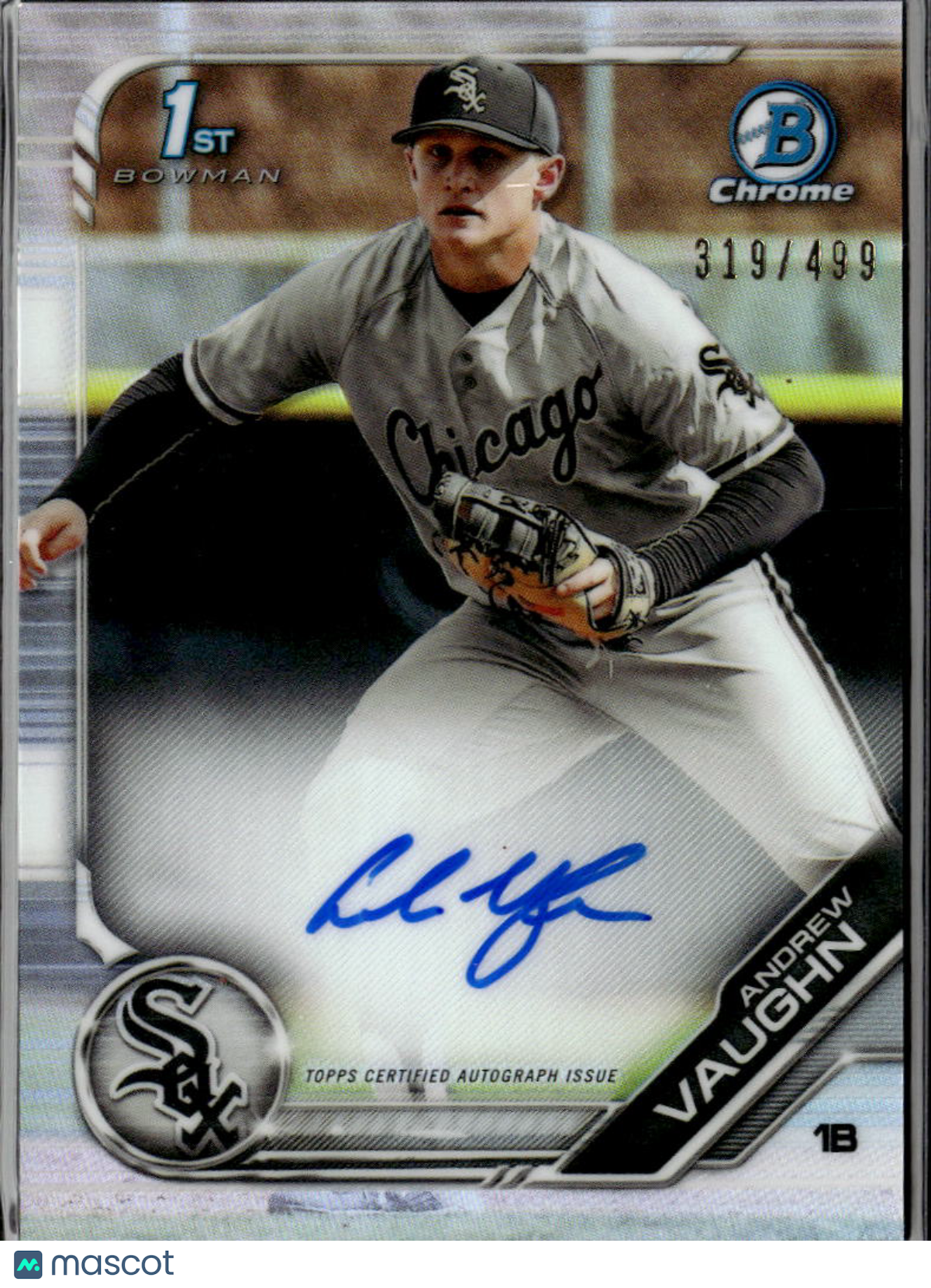 Andrew Vaughn 2019 Bowman Chrome 1st Auto Autograph RC 319/499 White Sox