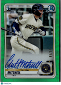 Garrett Mitchell 2020 Bowman Chrome Auto Green Refractor Milwaukee Brewers