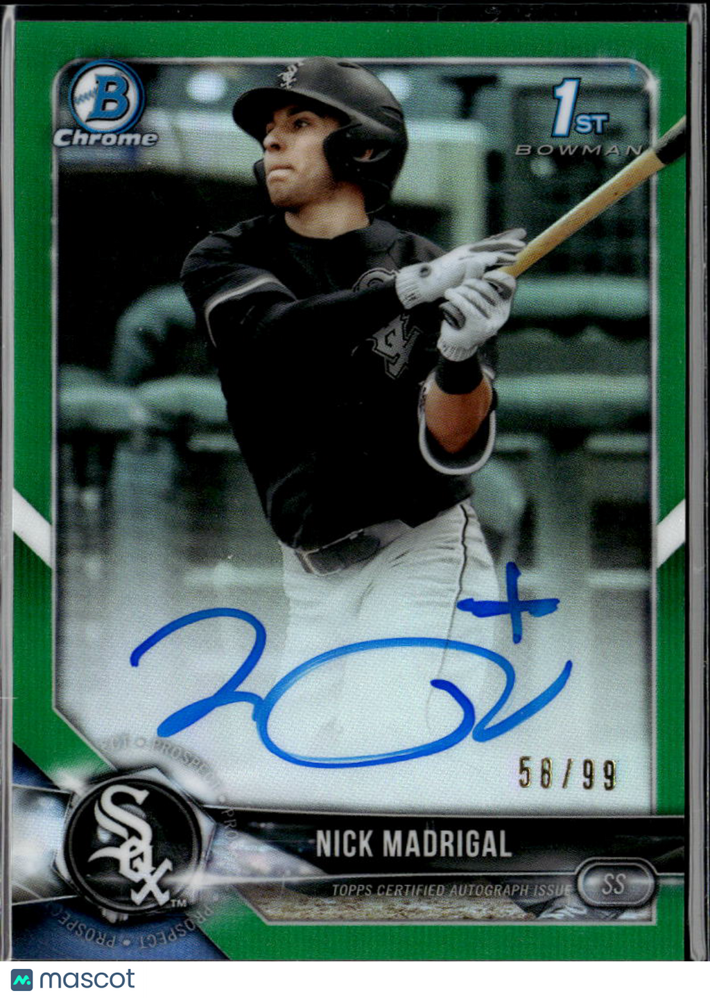 Nick Madrigal 2018 Bowman Chrome 1st Auto Autograph RC 58/99 Chicago White Sox