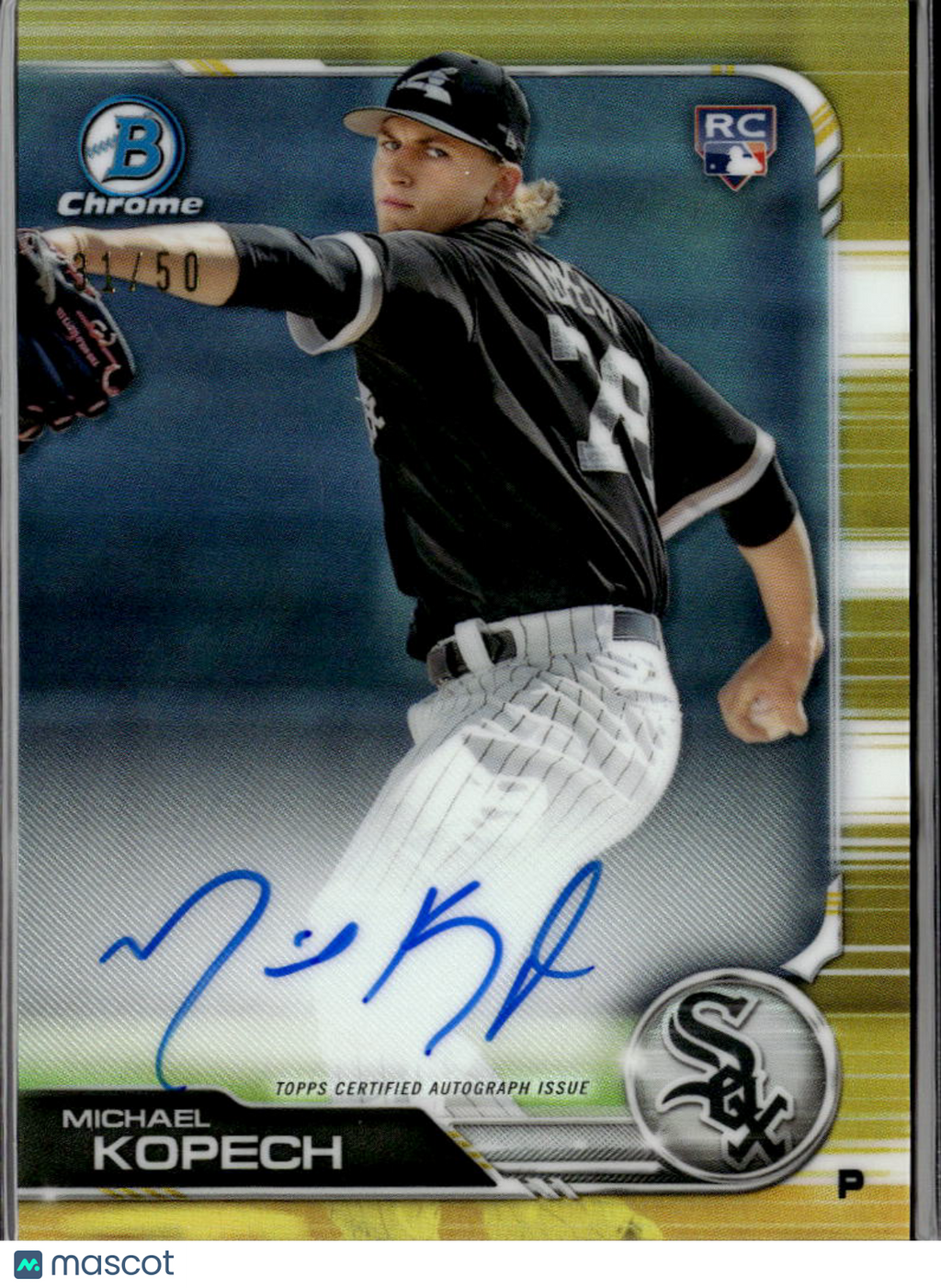 Michael Kopech 2019 Bowman Chrome GOLD Auto Autograph RC 31/50 Chicago White Sox
