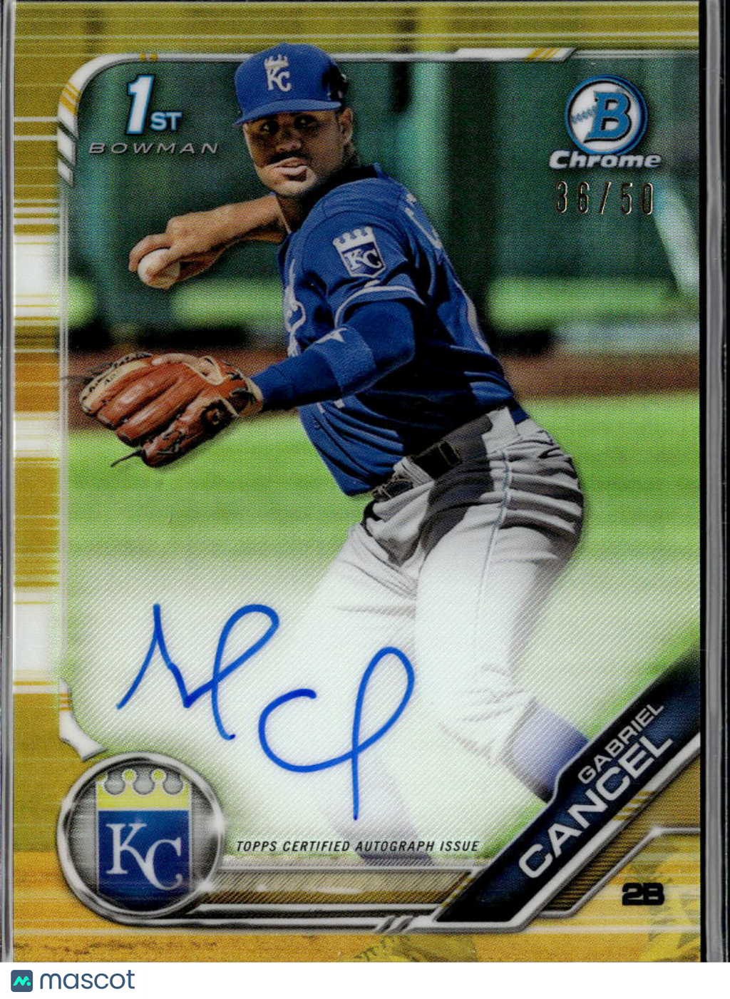 Gabriel Cancel 2019 Bowman Chrome Auto Gold Refractor /50 Kansas City Royals