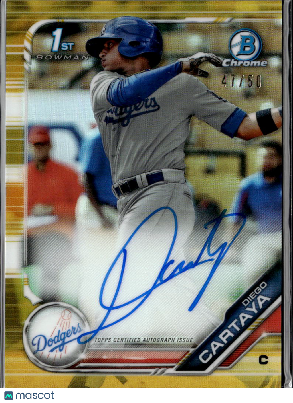 Diego Cartaya 2019 Bowman Chrome 1st GOLD Auto Autograph 47/50 LA Dodgers