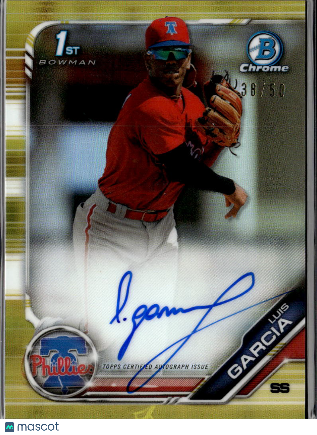 Luis Garcia 2019 Bowman Chrome 1st GOLD Auto Autograph /50 Philadelphia Phillies
