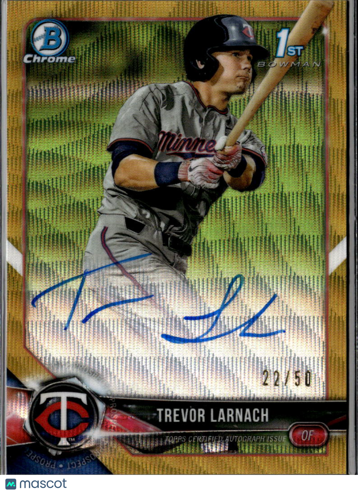 Trevor Larnach 2018 Bowman Chrome 1st GOLD Auto Autograph 22/50 Minnesota Twins