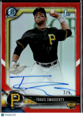 Travis Swaggerty 2018 Bowman Chrome 1st Auto Autograph RED 3/5 Pirates