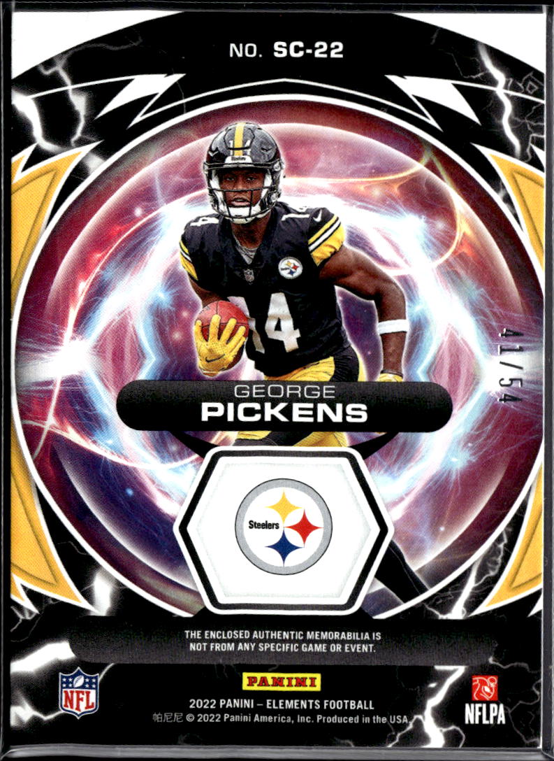 George Pickens 2022 Elements Jersey Patch RC Rookie 41/54 Pittsburgh Steelers