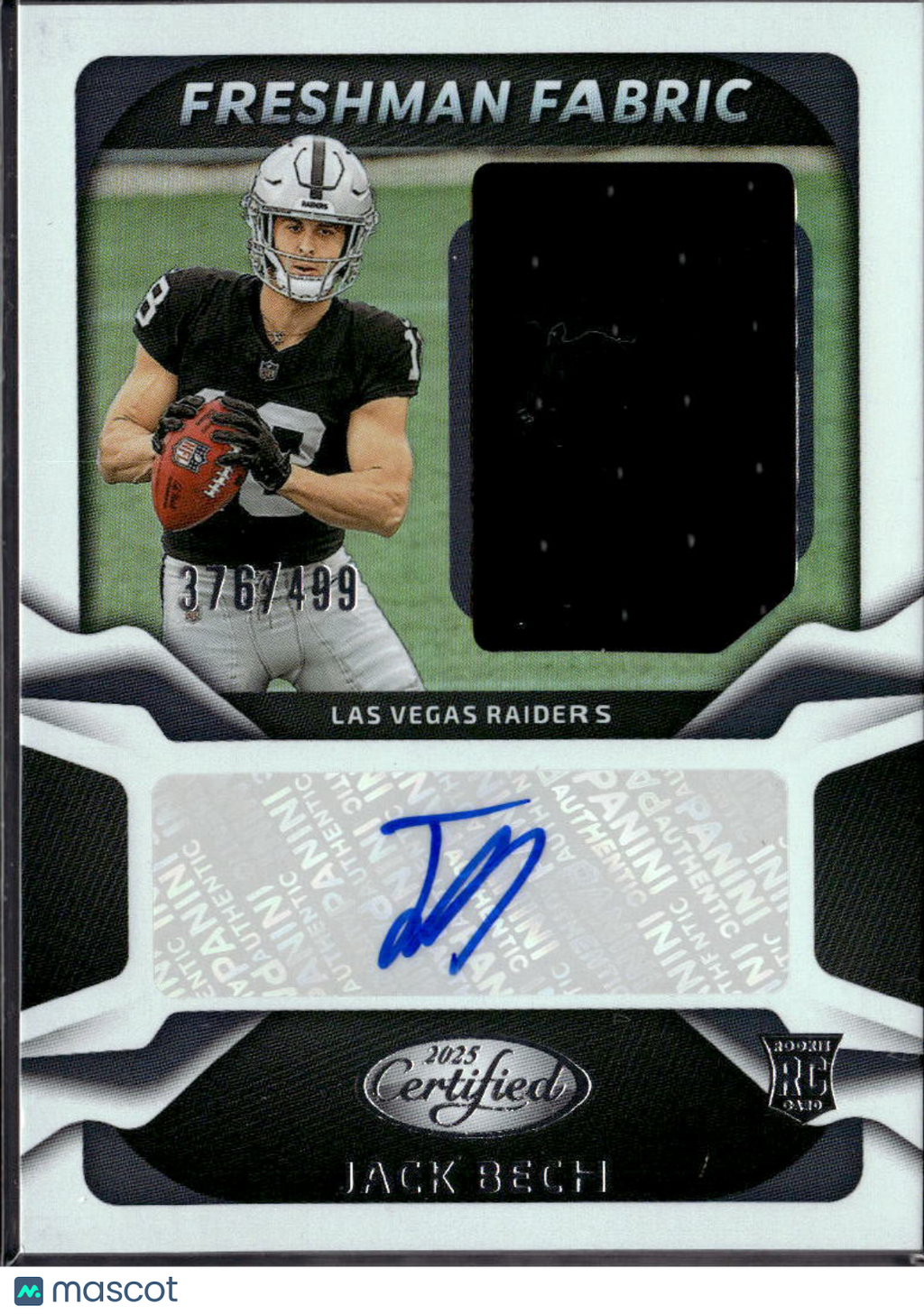 Jack Bech 2025 Certified Auto Autograph Patch RC 376/499 Las Vegas Raiders