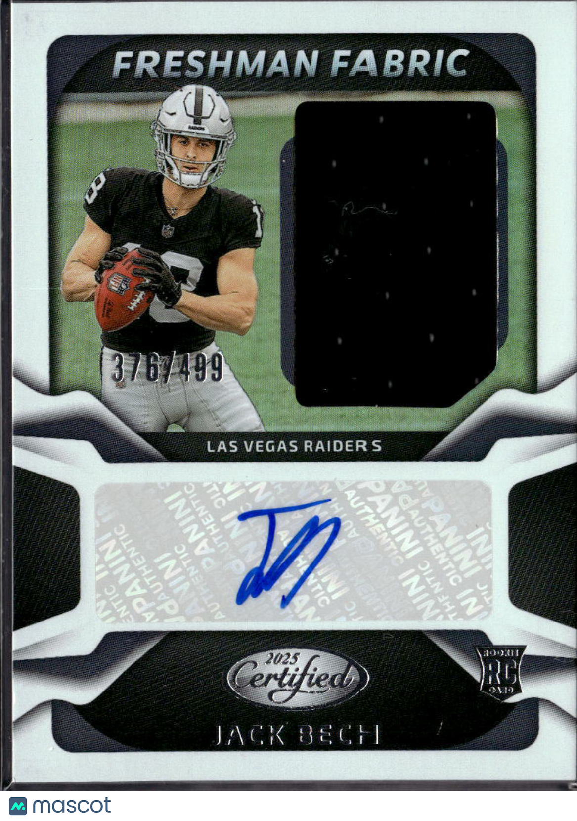 Jack Bech 2025 Certified Auto Autograph Patch RC 376/499 Las Vegas Raiders