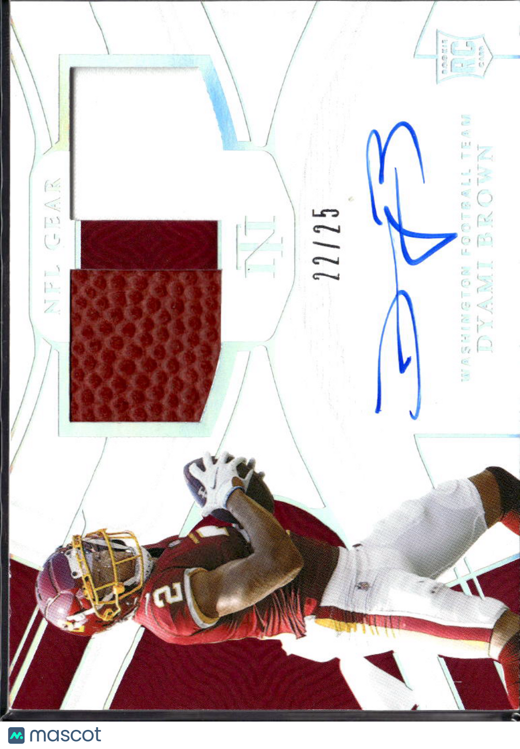 Dyami Brown 2021 National Treasures Auto Autograph Patch RC /25 Commanders