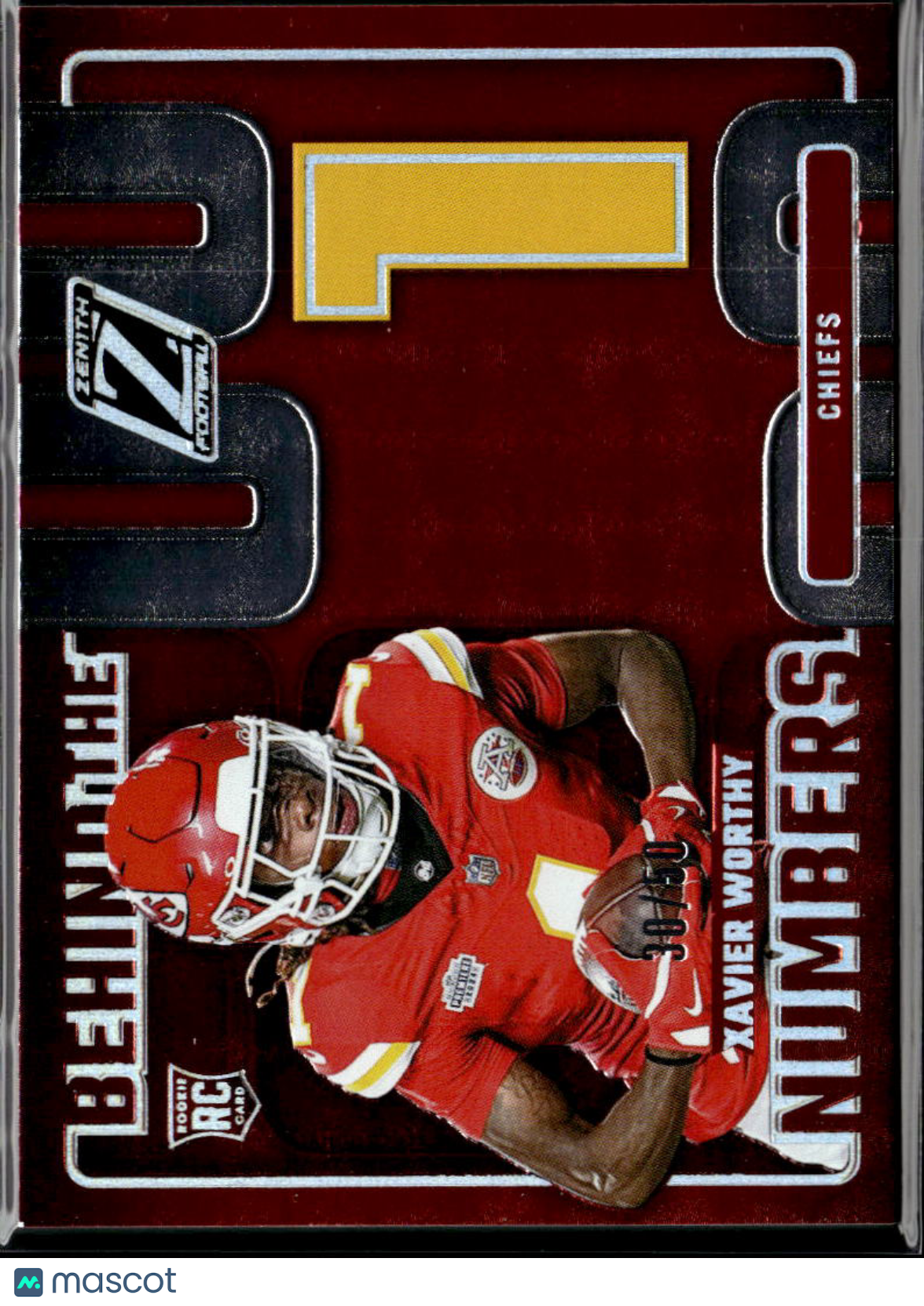 Xavier Worthy 2024 Zenith Behind the Numbers RED RC 30/50 Kansas City Chiefs