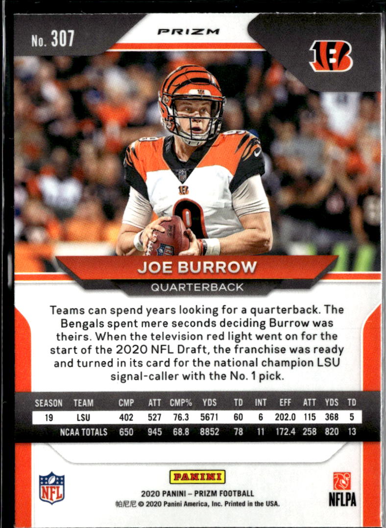 Joe Burrow 2020 Panini Prizm RC Red White Blue Cincinnati Bengals
