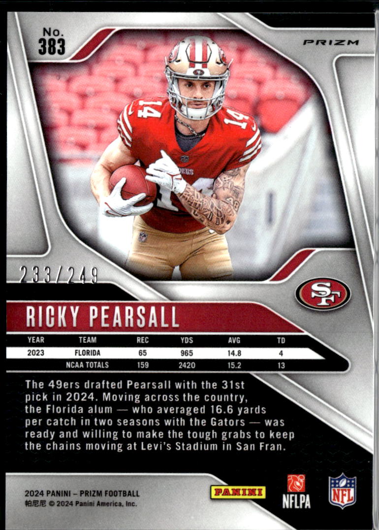 Ricky Pearsall 2024 Prizm Orange Prizm Rookie RC 233/249 San Francisco 49ers