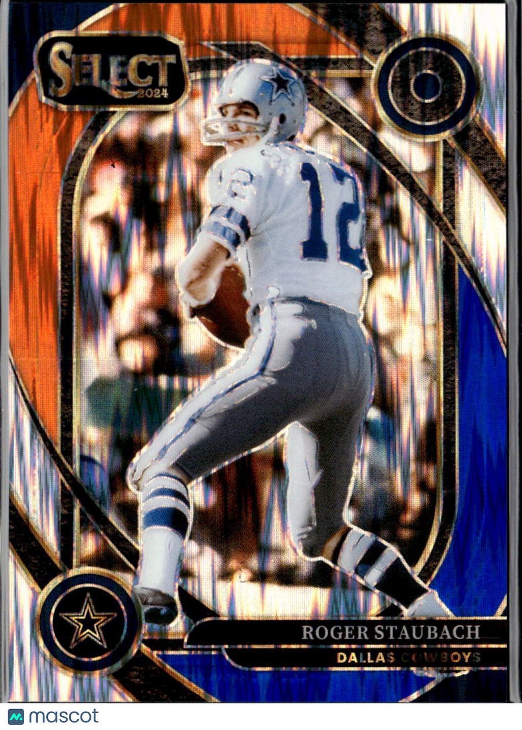 Roger Staubach 2024 Select Club Level Blue Orange Prizm 32/35 Dallas Cowboys