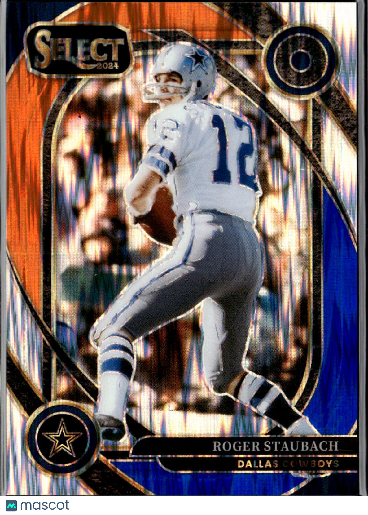 Roger Staubach 2024 Select Club Level Blue Orange Prizm 32/35 Dallas Cowboys
