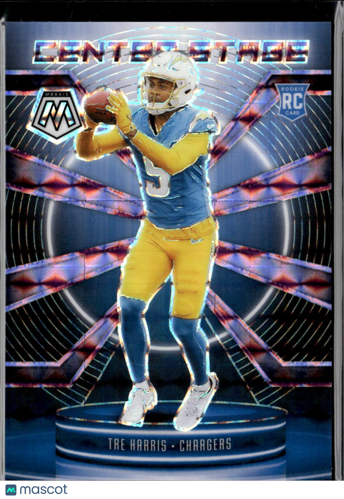 Tre Harris 2025 Mosaic Center Stage Purple Prizm Rookie 15/49 LA Chargers
