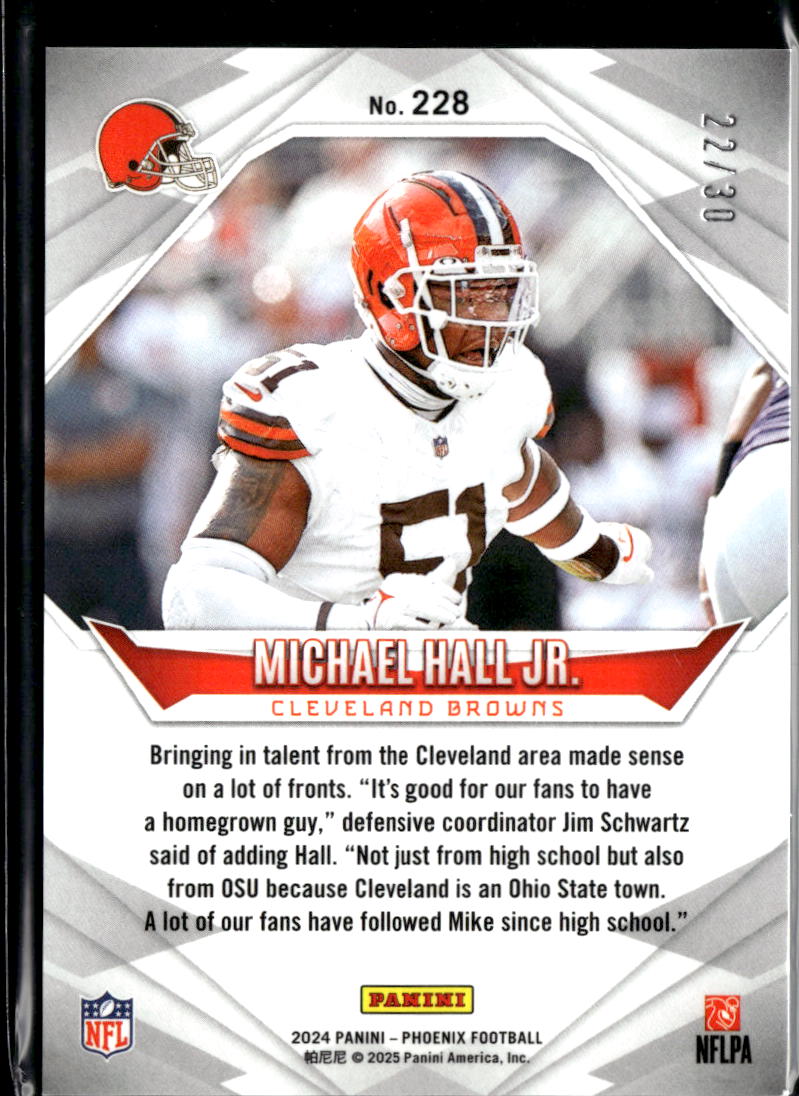 Michael Hall Jr. 2024 Phoenix Green Rookie RC 22/30 Cleveland Browns