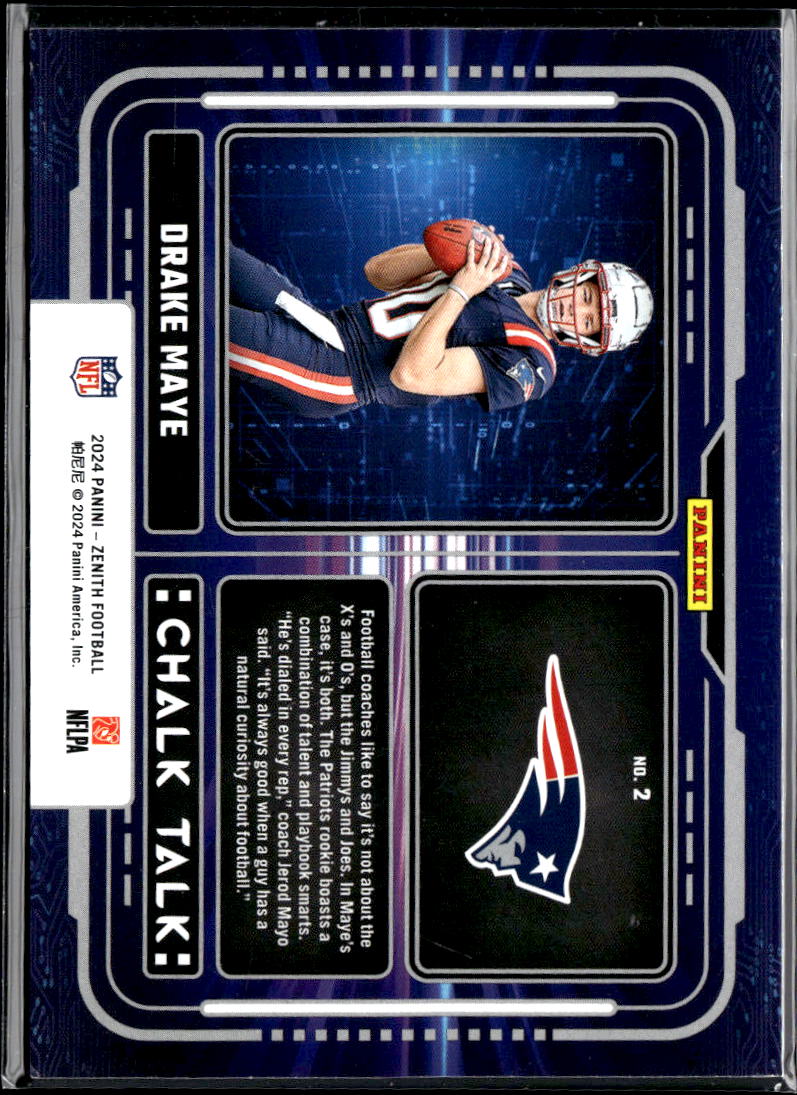 Drake Maye 2024 Zenith Chalk Talk Rookie RC New England Patriots