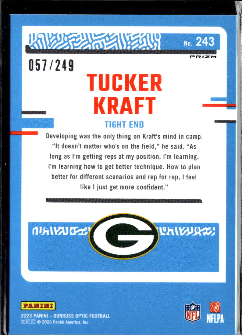 Tucker Kraft 2023 Optic Rated Rookie Orange Prizm RC 57/249 Green Bay Packers