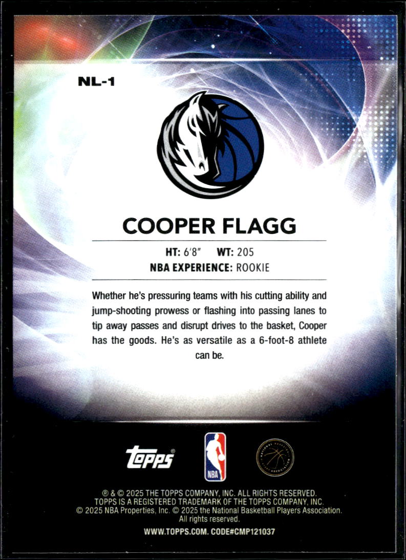Cooper Flagg 2025 Topps No Limit HOLO Rookie RC Dallas Mavericks