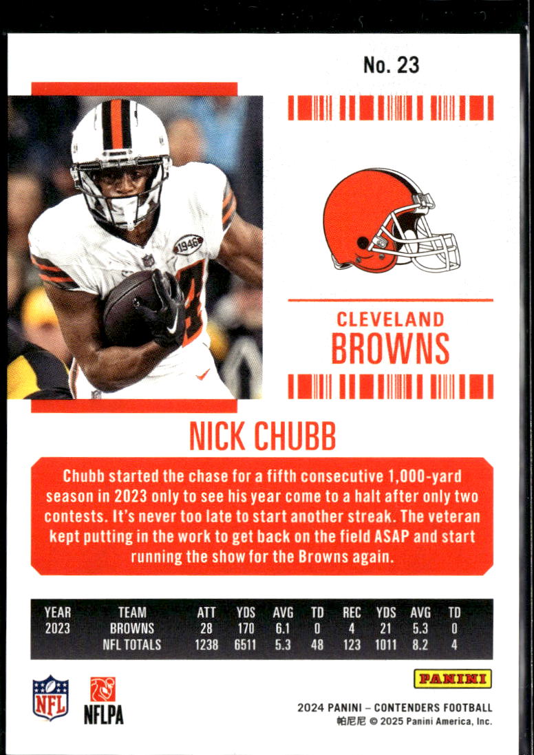 Nick Chubb 2025 Contenders SHORTPRINT SSP 12/18 #23 Cleveland Browns