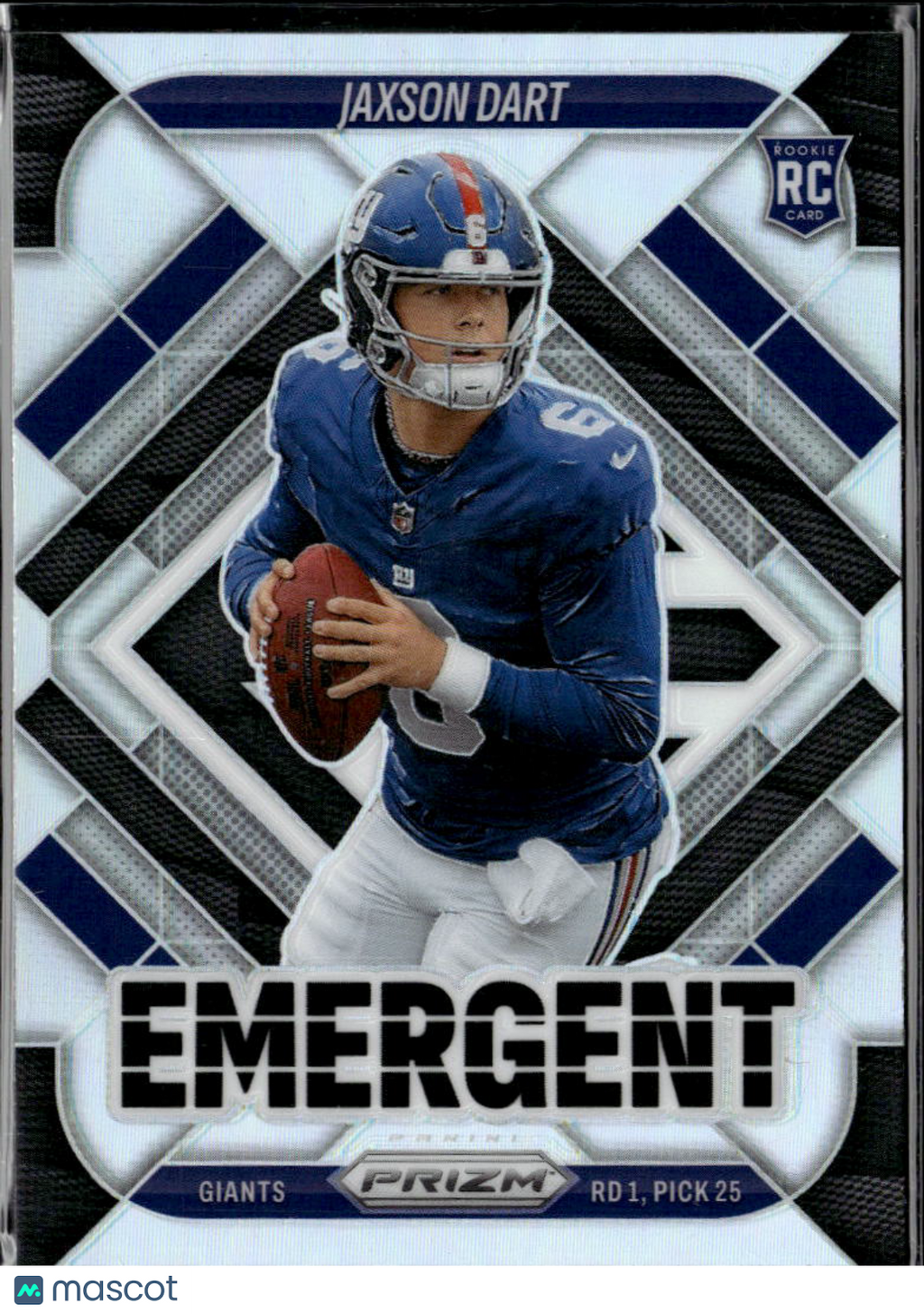 Jaxson Dart 2025 Prizm Emergent Silver Prizm Rookie RC New York Giants