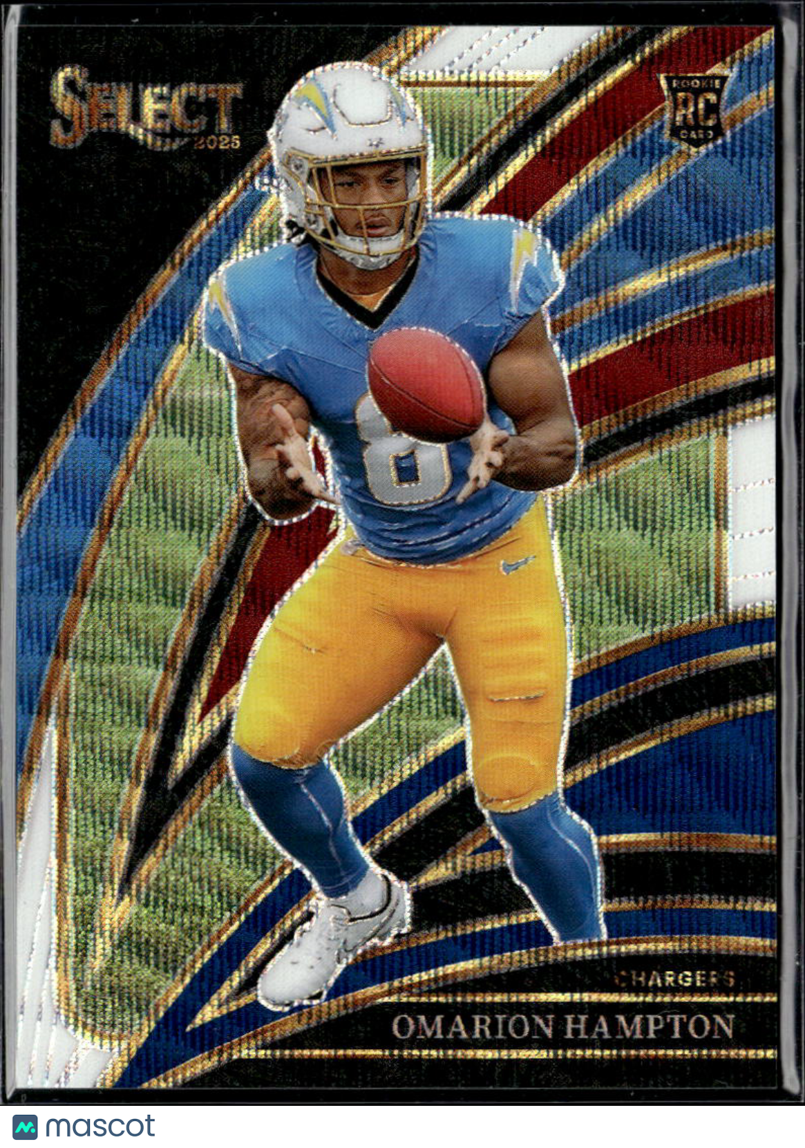 Omarion Hampton 2025 Select Club Tricolor Prizm Rookie 173/249 LA Chargers
