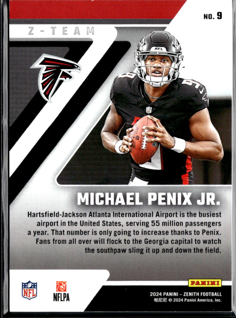 Michael Penix Jr. 2024 Zenith Z-Team Red Rookie RC 37/50 Atlanta Falcons