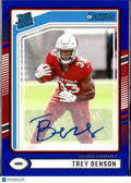 Trey Benson 2024 Donruss Rated Rookie Blue Auto Autograph Arizona Cardinals