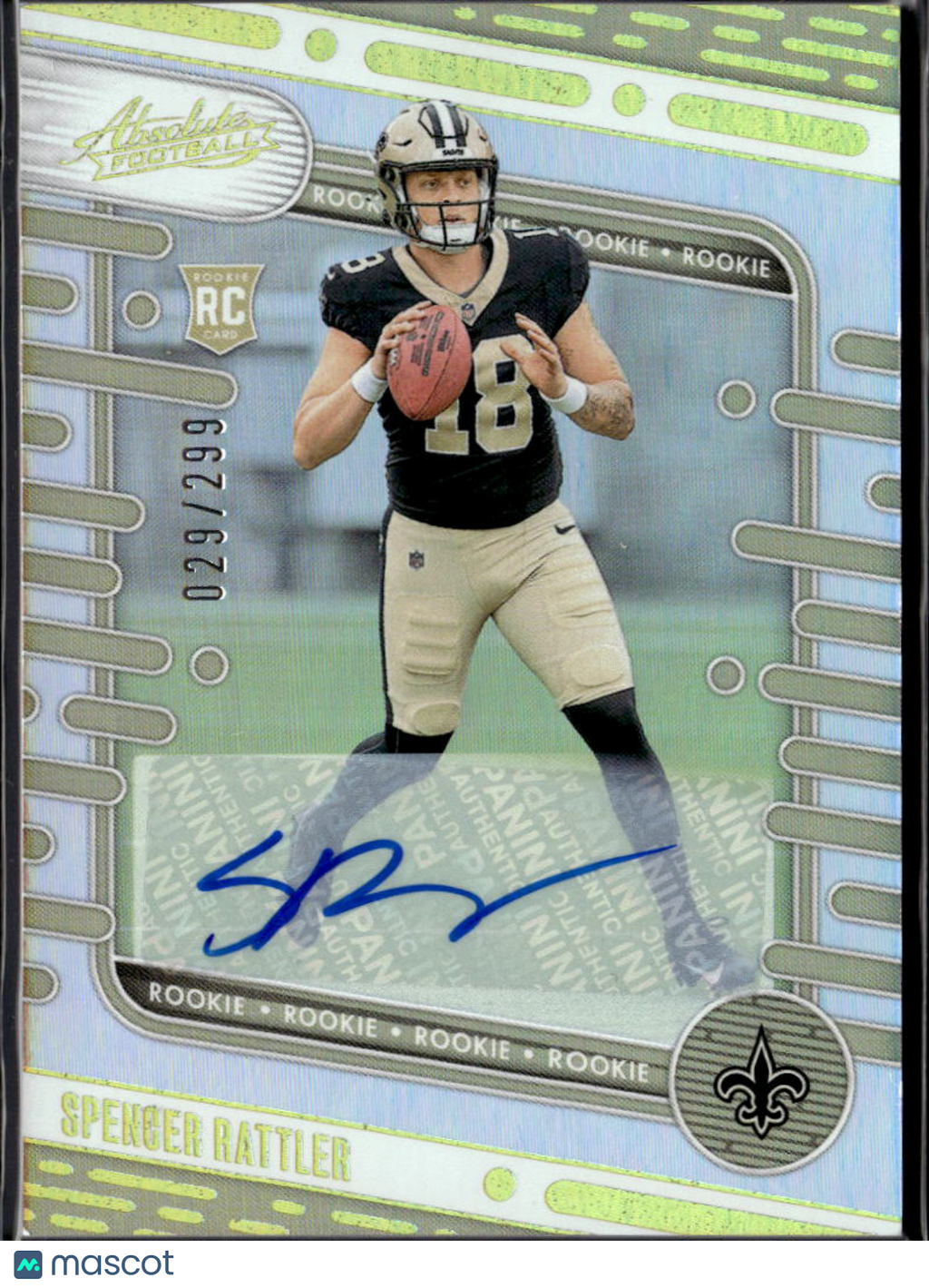 Spencer Rattler 2024 Absolute Auto Autograph RC 29/299 New Orleans Saints