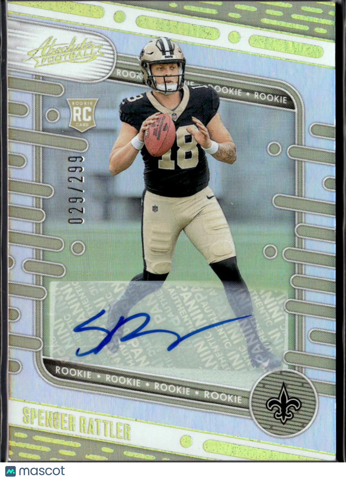 Spencer Rattler 2024 Absolute Auto Autograph RC 29/299 New Orleans Saints