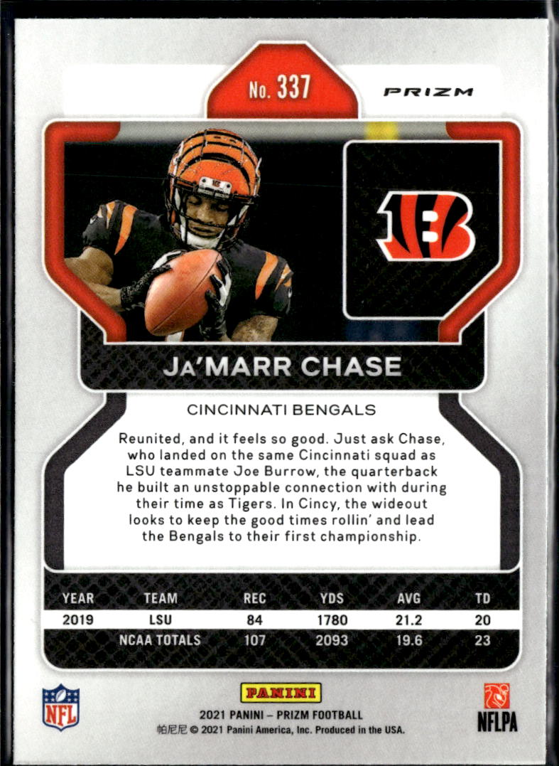 Ja'Marr Chase 2021 Prizm Red White & Blue Prizm Rookie RC Cincinnati Bengals