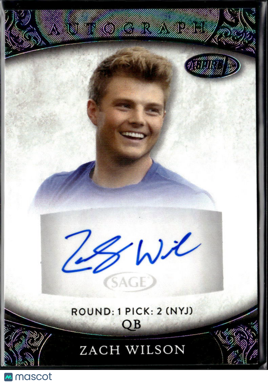 Zach Wilson 2021 SAGE Aspire Auto Autograph RC Rookie BYU New York Jets