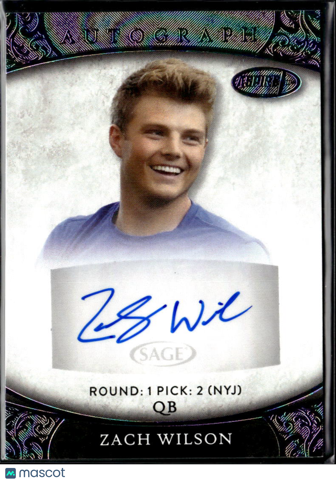 Zach Wilson 2021 SAGE Aspire Auto Autograph RC Rookie BYU New York Jets