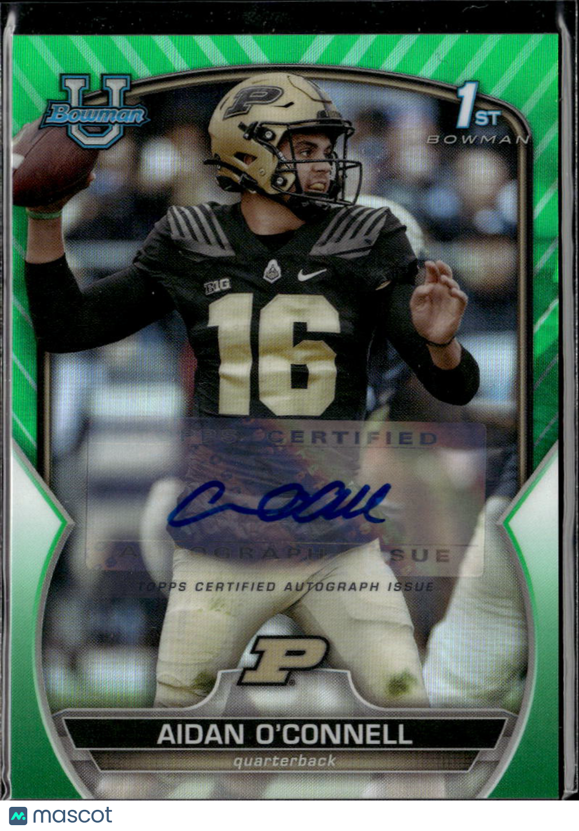 Aidan O'Connell 2022 Bowman Chrome 1st Auto Autograph RC 44/99 Purdue