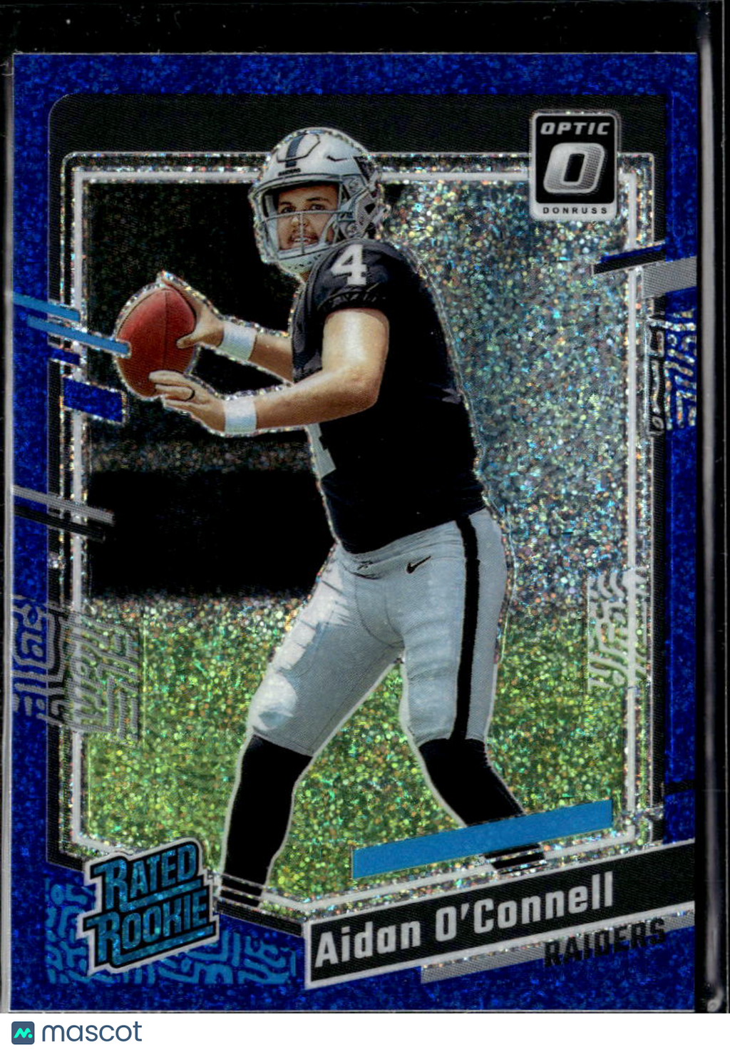 Aidan O'Connell 2023 Optic Rated Rookie Blue Glitter SSP RC Las Vegas Raiders