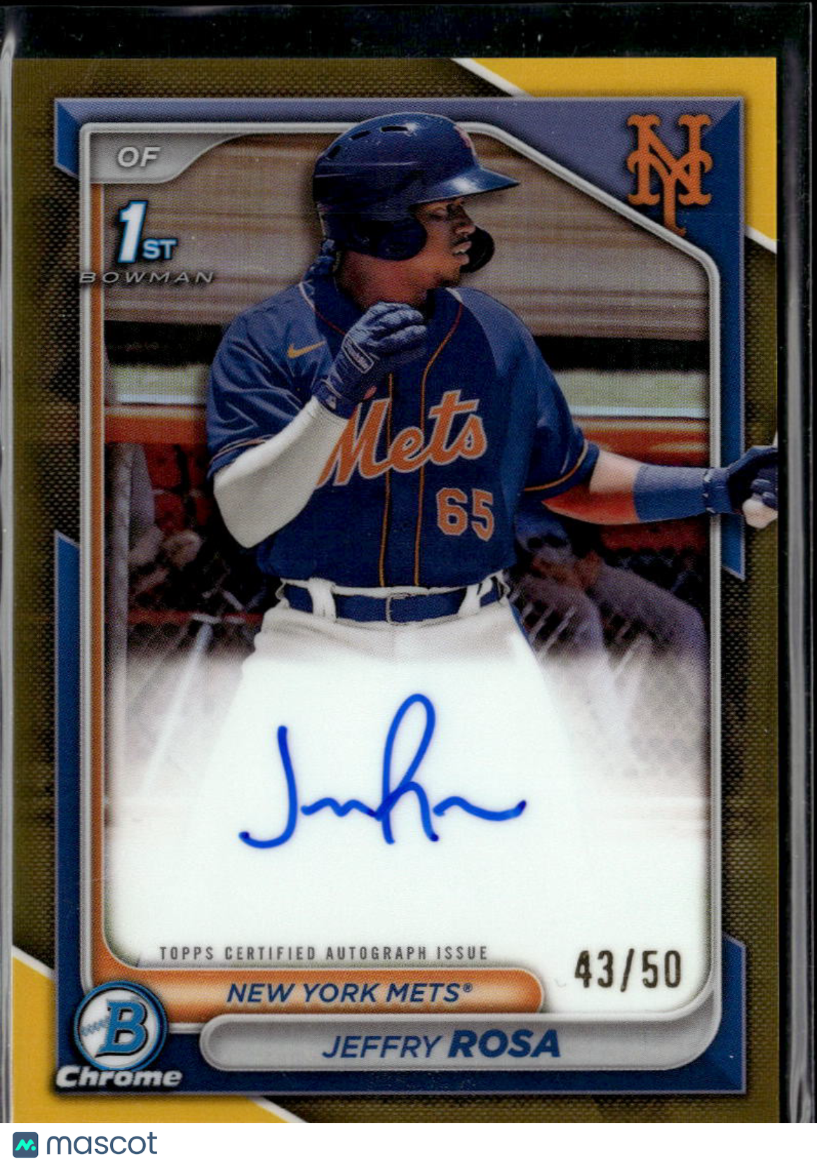 Jeffry Rosa 2024 Bowman Chrome 1st GOLD Auto Autograph 43/50 New York Mets
