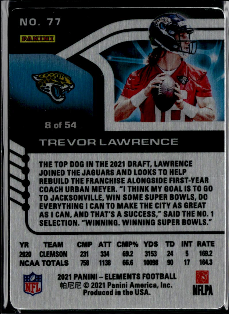Trevor Lawrence 2021 Elements Xenon Rookie RC 8/54 Jacksonville Jaguars