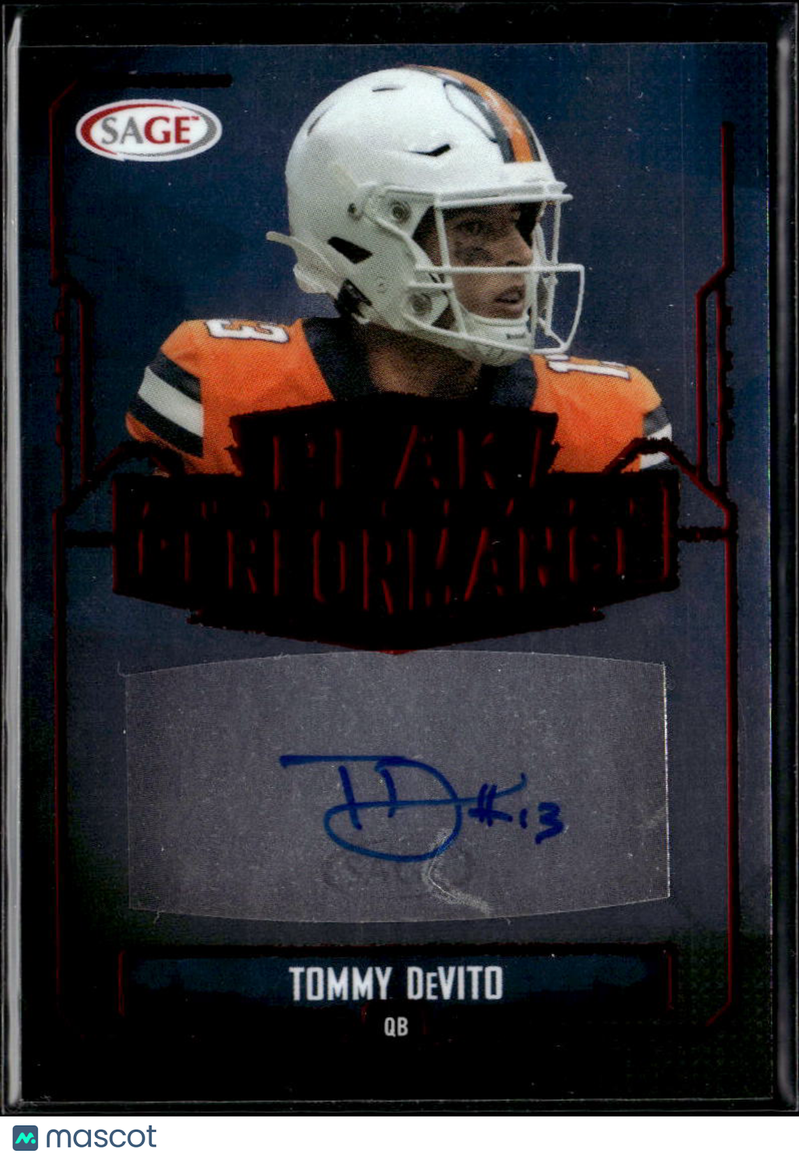 Tommy DeVito 2022 SAGE Peak Performance Auto Autograph Rookie Syracuse Orange
