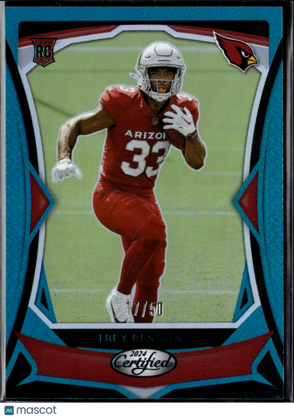 Trey Benson 2024 Certified Teal Rookie RC 17/50 Arizona Cardinals