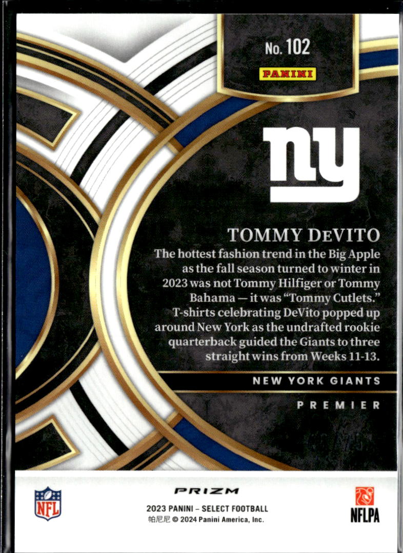 Tommy DeVito 2024 Select Purple Prizm Rookie RC 46/75 New York Giants