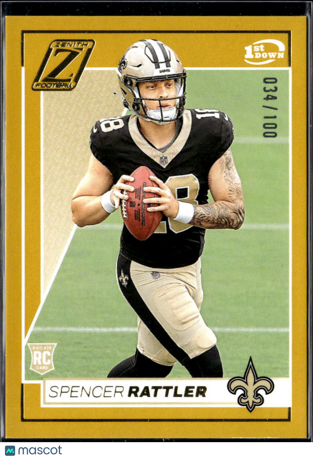 Spencer Rattler 2024 Zenith GOLD Rookie RC 34/100 New Orleans Saints