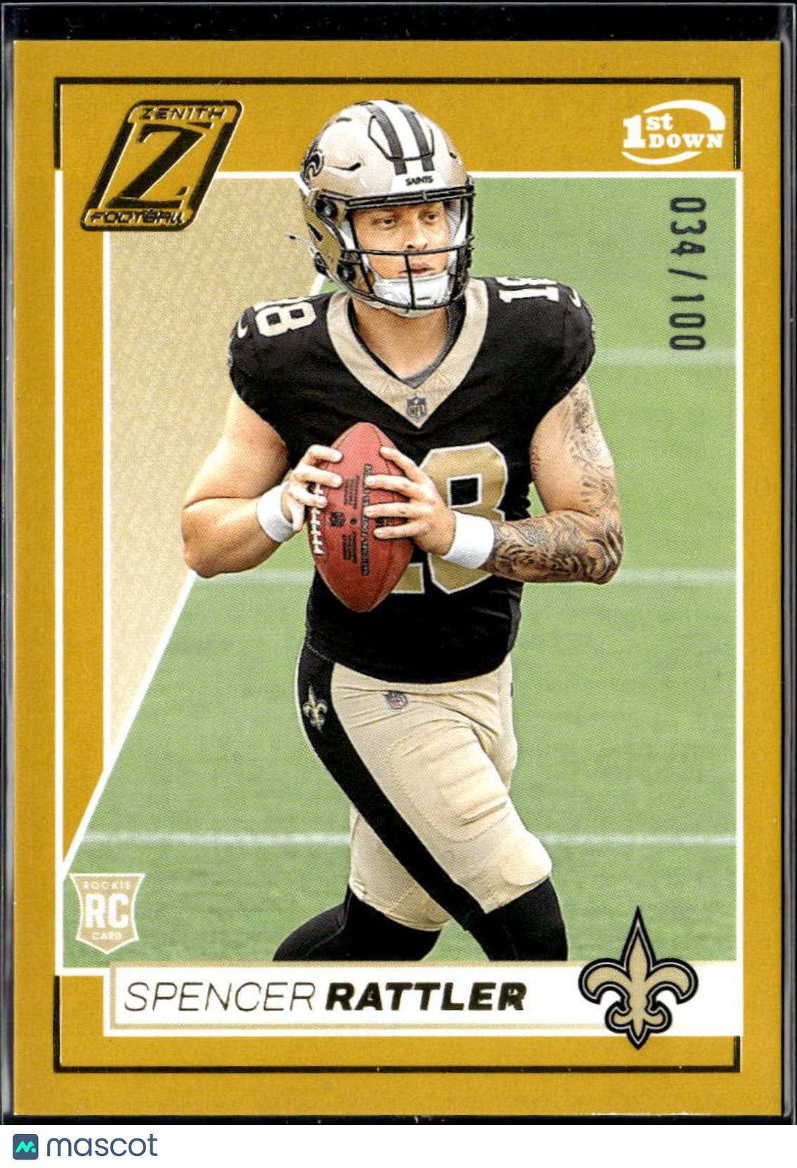 Spencer Rattler 2024 Zenith GOLD Rookie RC 34/100 New Orleans Saints