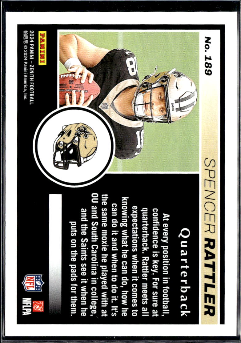 Spencer Rattler 2024 Zenith GOLD Rookie RC 34/100 New Orleans Saints
