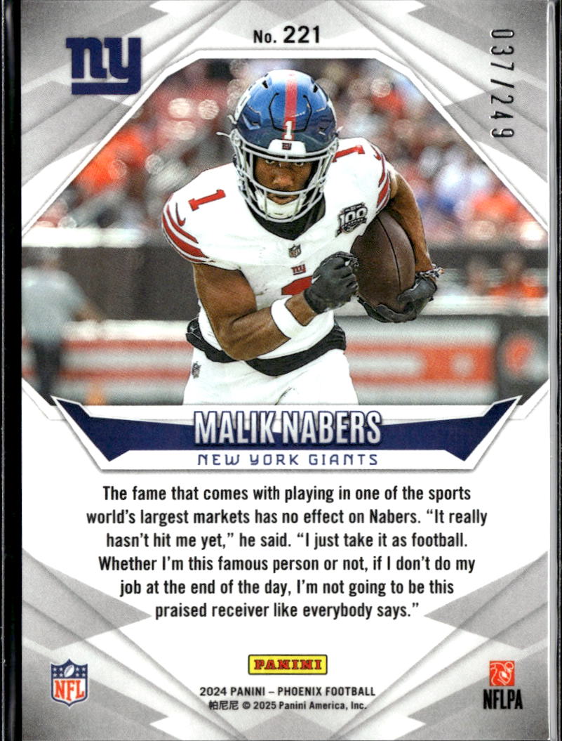 Malik Nabers 2024 Phoenix Blue Rookie RC 37/249 New York Giants
