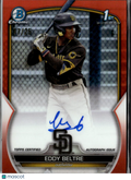Eddy Beltre 2023 Bowman Chrome. Auto Orange Refractor /26 San Diego Padres