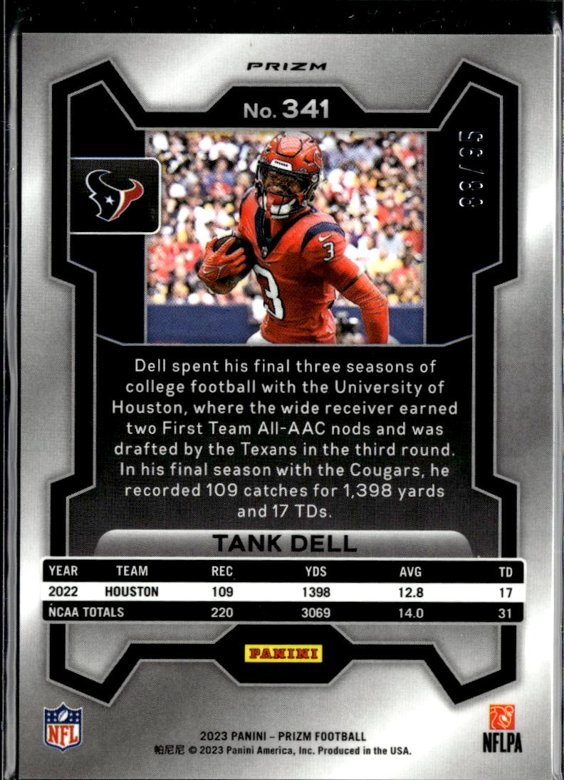 Tank Dell 2023 Prizm Light Blue Disco Rookie RC 88/95 Houston Texans